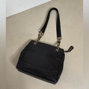 Chanel Black Shoulder Bag with Gold Accents
